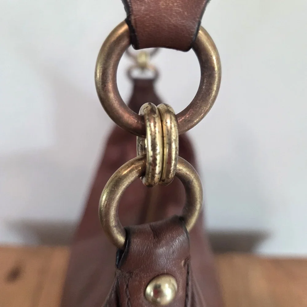Coach Madison Phoebe Leather Hobo Shoulder Bag Brown Brass Hardware Style 19890